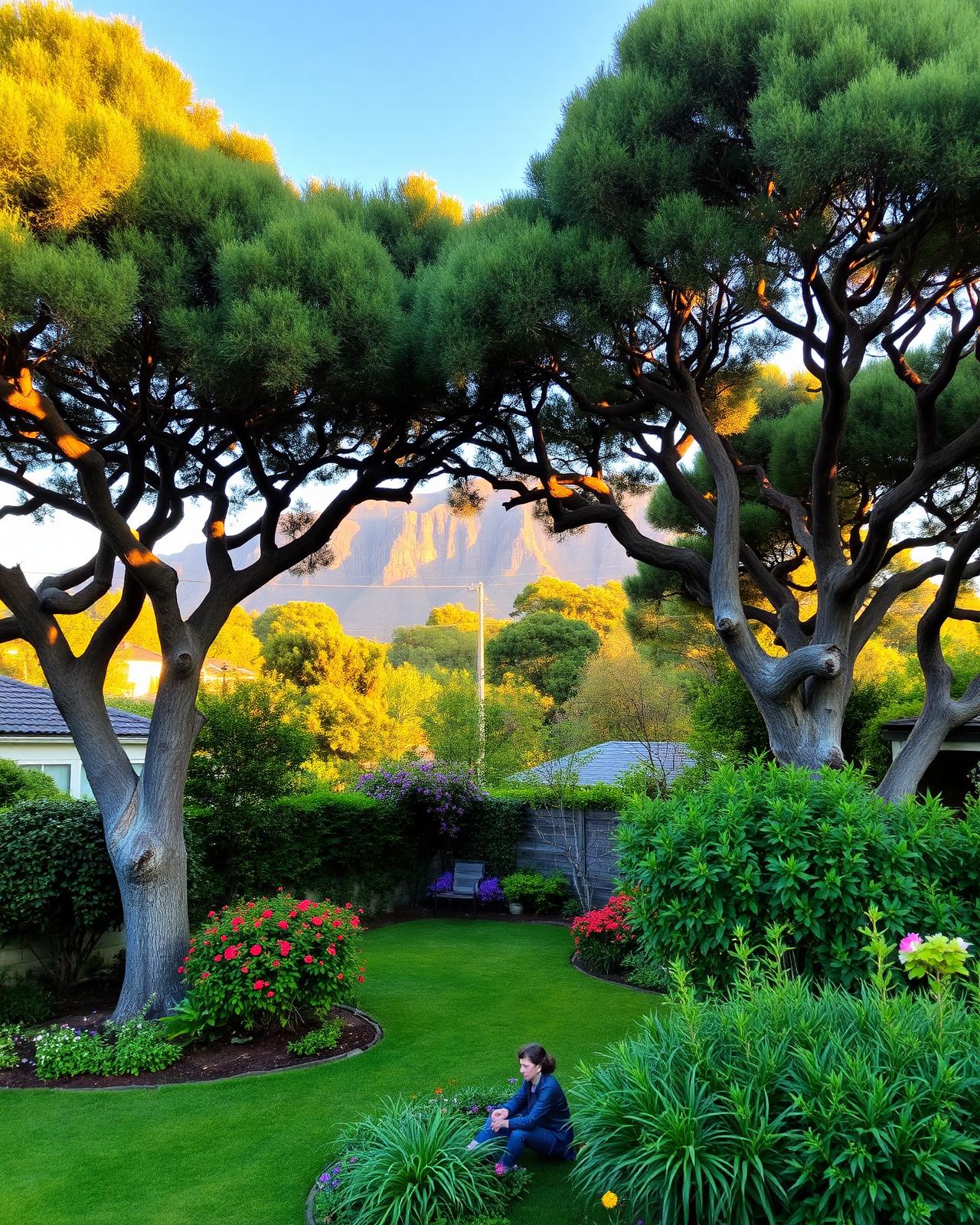 Cape Town garden with mountain view