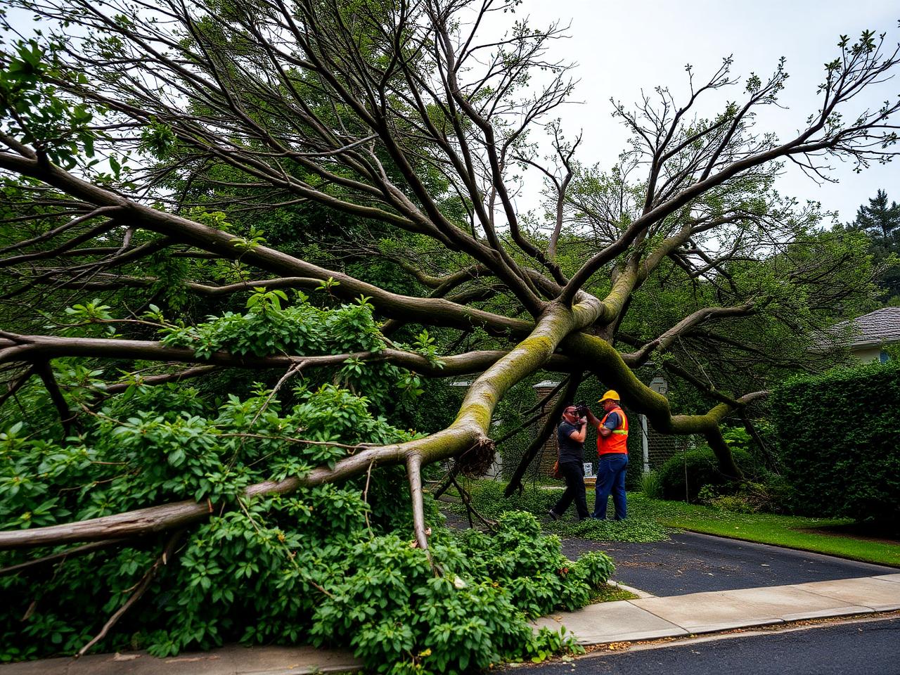 Storm-damaged tree cleared from driveway